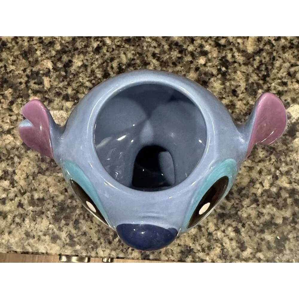 Disney 20oz 3D Blue Stitch Shaped Mug Sitting Figure Silver Buffalo Cup
